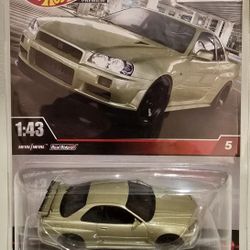 Hot Wheels 1:43 Nissan GT-R R34 V-spec II Nur with Nismo Parts Green