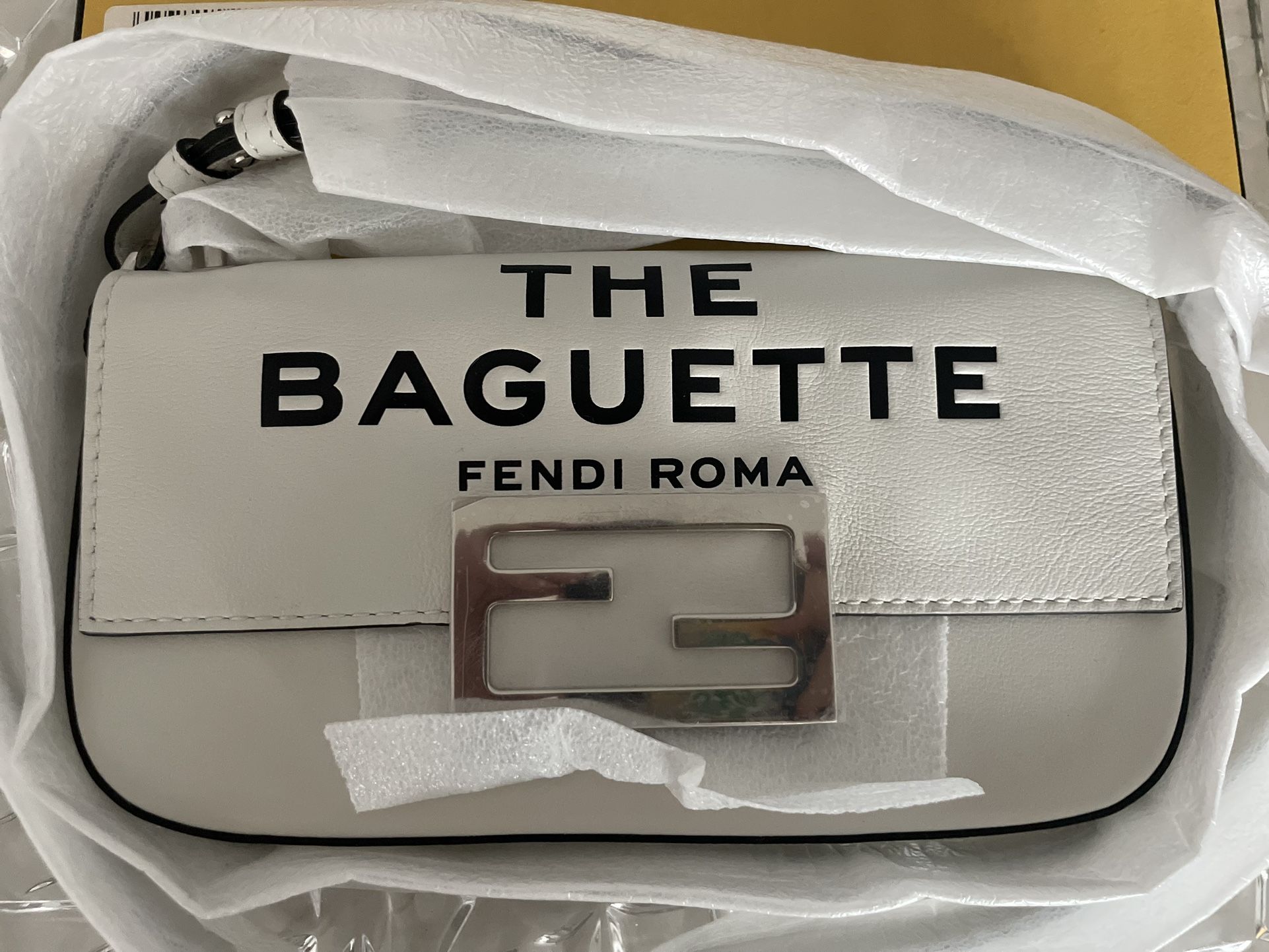 100% Authentic Fendi White Mini Baguette Bag