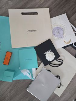 Luxury brands shopping bags and boxes