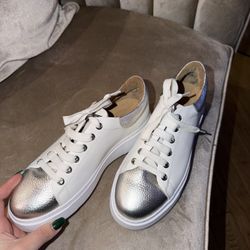 Women white leather sneakers  