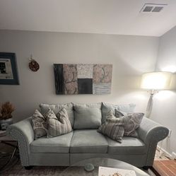 2 Couch  Color ( Light Blue/Grey Sofa. 