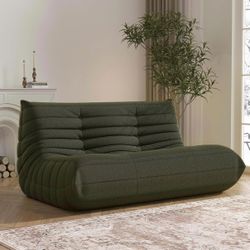 Loveseat Fireside Chair Bean Bag Sofa - Large Bean Bag Chair for Adults & Teens, 2 Seater, High Density Comfortable Foam, Living Room & Bedroom (Green
