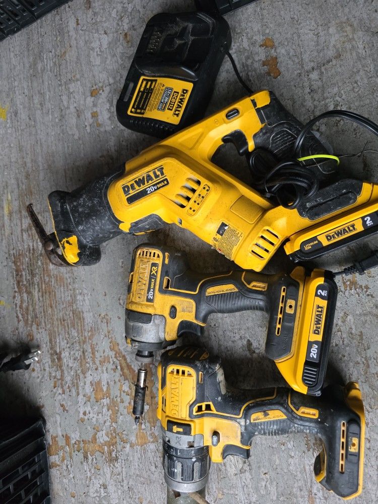 Dewalt 20v Sawzall, Impact ,Hammer 2 Batteries And Charger