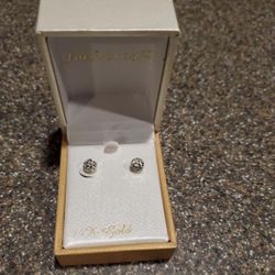 Solid 10K Gold Multicolor Stud Earrings