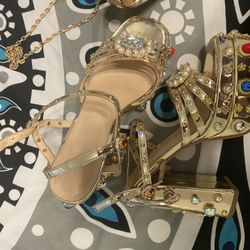 Gold Bedazzled Heels