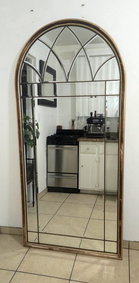 Vintage LaBarge Italian Arch Top Beveled Wall Mirror