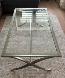 Glass and metal living room table