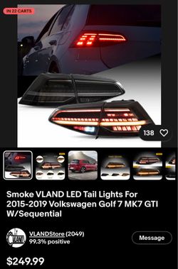 VLand smoked LED taillights with sequential turn signals