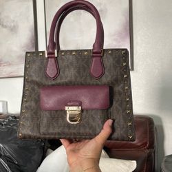 Michael Korse Purse, Monogram Plum Details