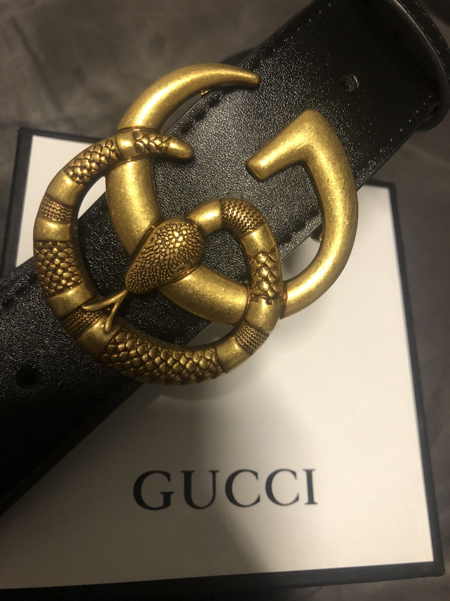 Gucci Snake Buckle Leather Belt