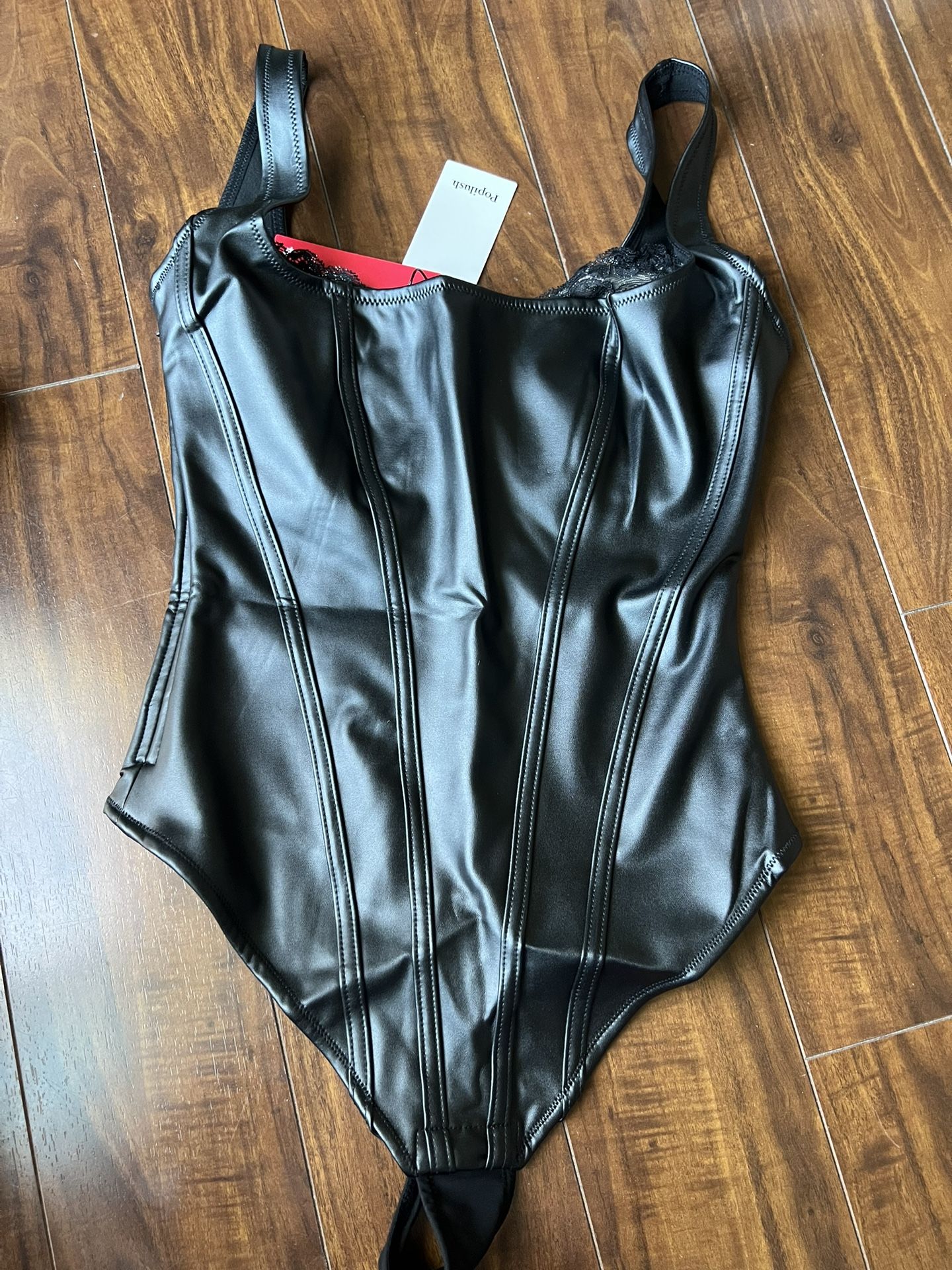 Floerns Women's Medium Size Leather Bodysuit