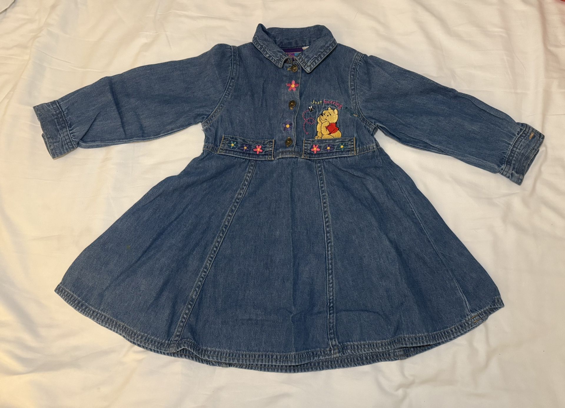 vintage winnie the pooh denim dress 4T