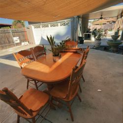 Solid Wood Extendable Dining Table Set + 6 Chairs – Seats Up to 8