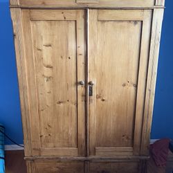 Antique Pine Double Armoire/ Wardrobe 