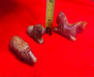 Set of 3 Small Stone Carved Animal Figurines