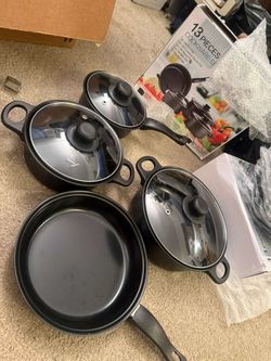 Pot pan cooking set cast iron for kitchen students camping RV portable non stick