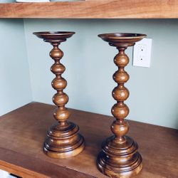 Restoration Hardware Wooden “Rousseau” Pillar Holders (2)