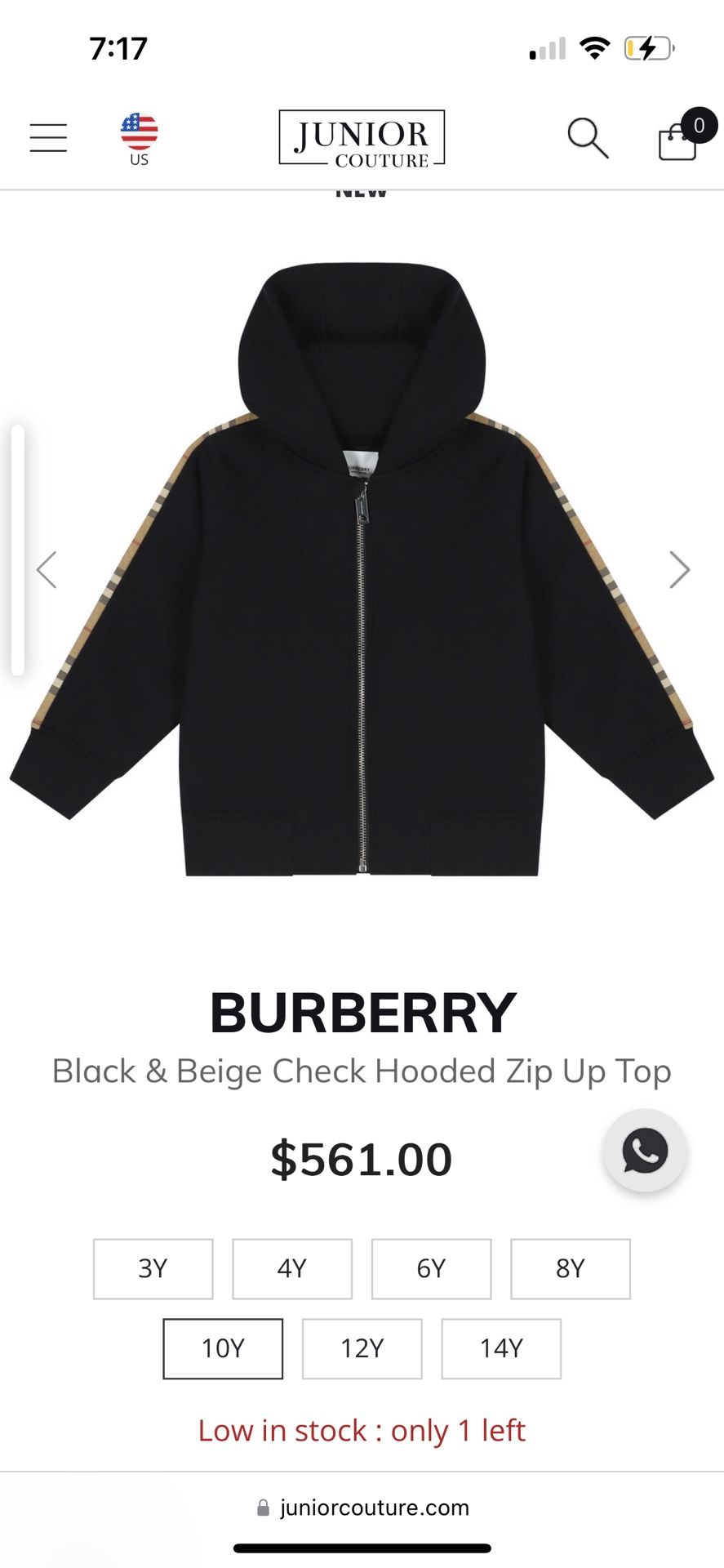 Black Burberry Hooded Zip Up Sweater