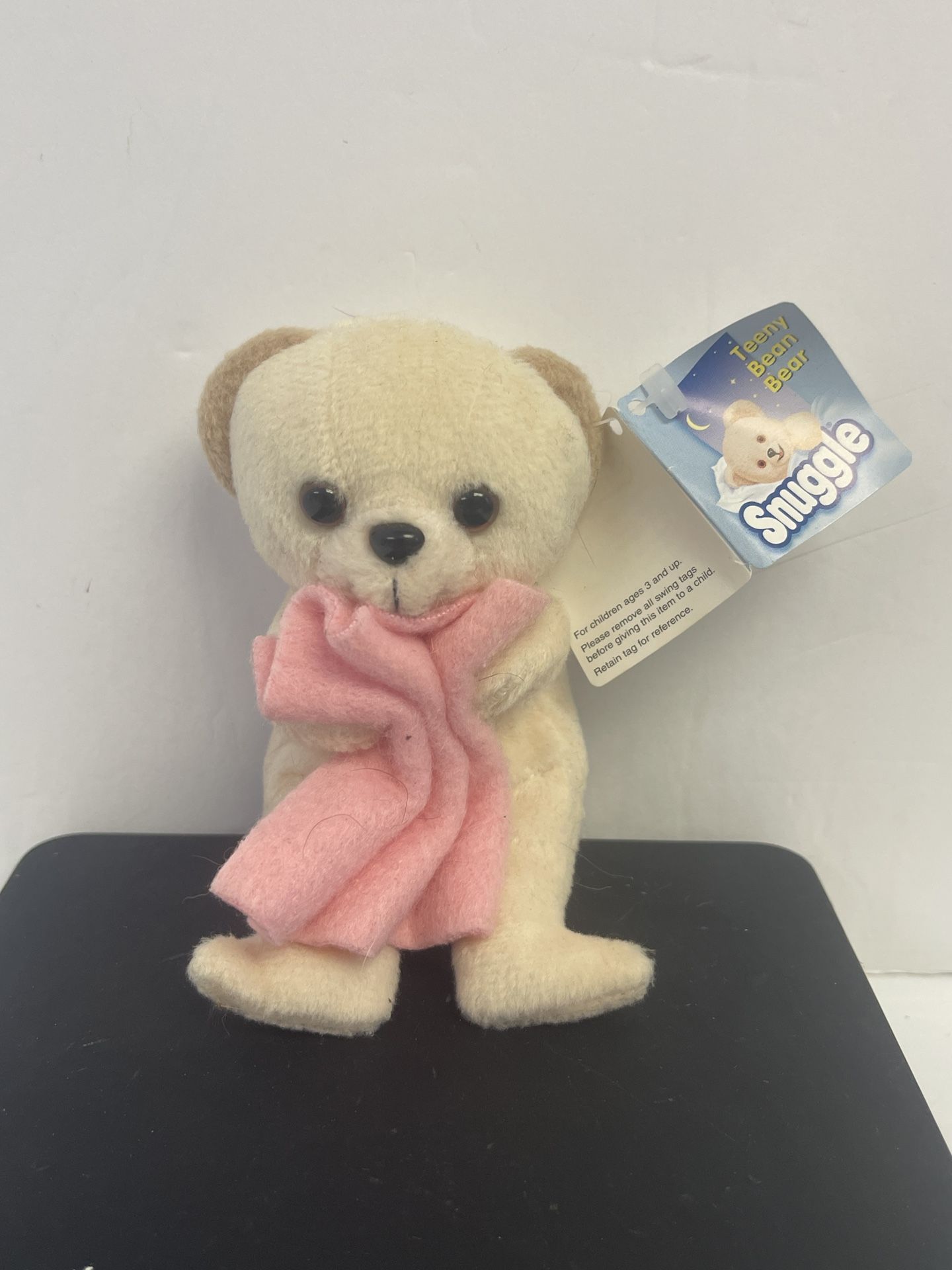 Snuggle fabric softener Plush Teddy Bear mini beanbag vintage pink blanket -U981
