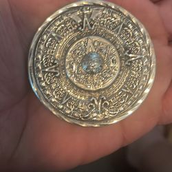 Silver Aztec Mayan Calendar Medallion 
