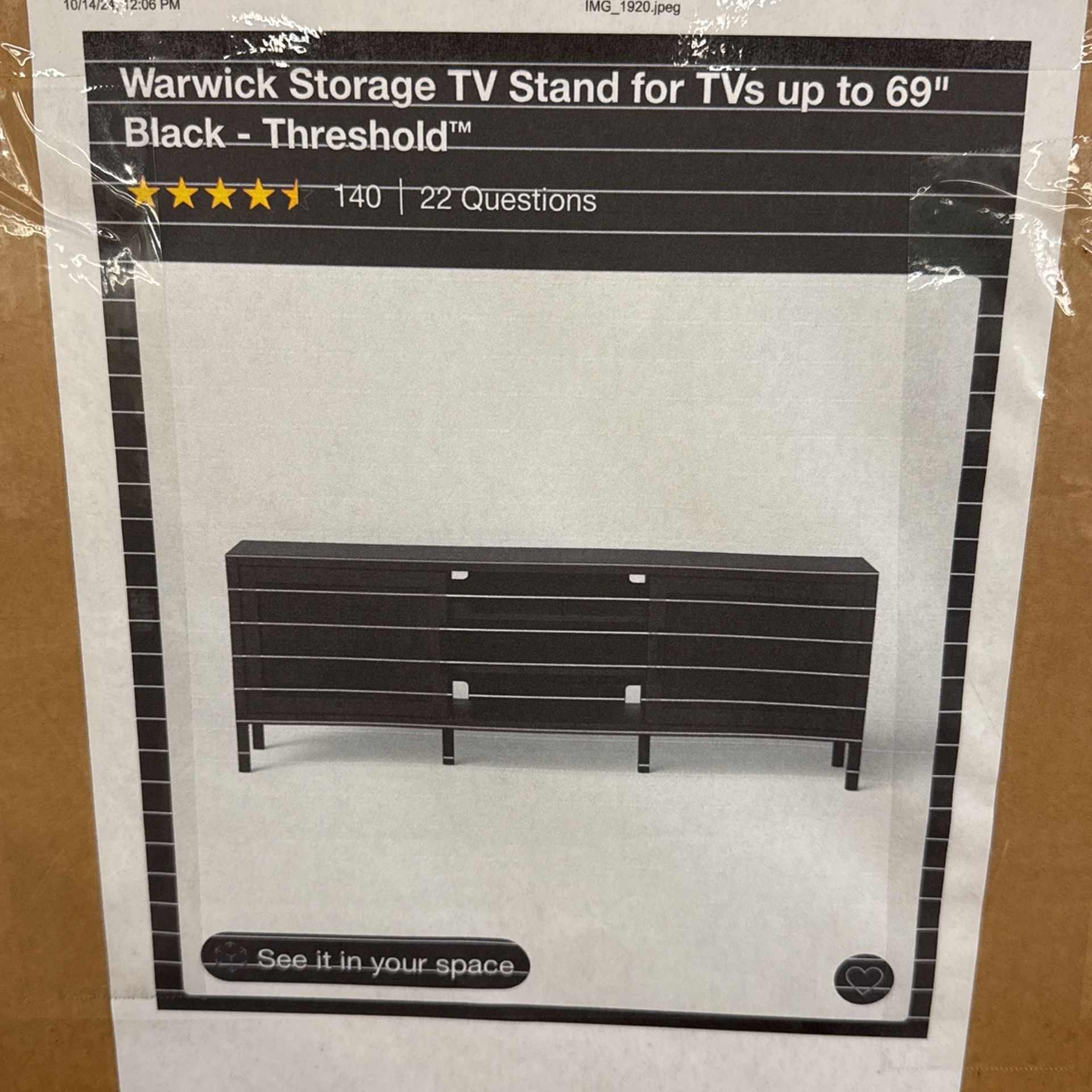 WARWICK STORAGE TV STAND UP TO 69”