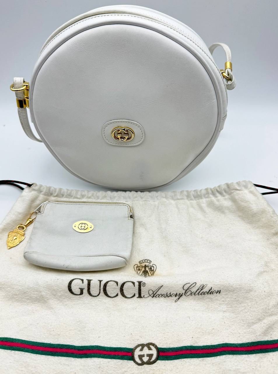 Vintage Micro GG Canteen Crossbody Leather Bag White dust bag wallet