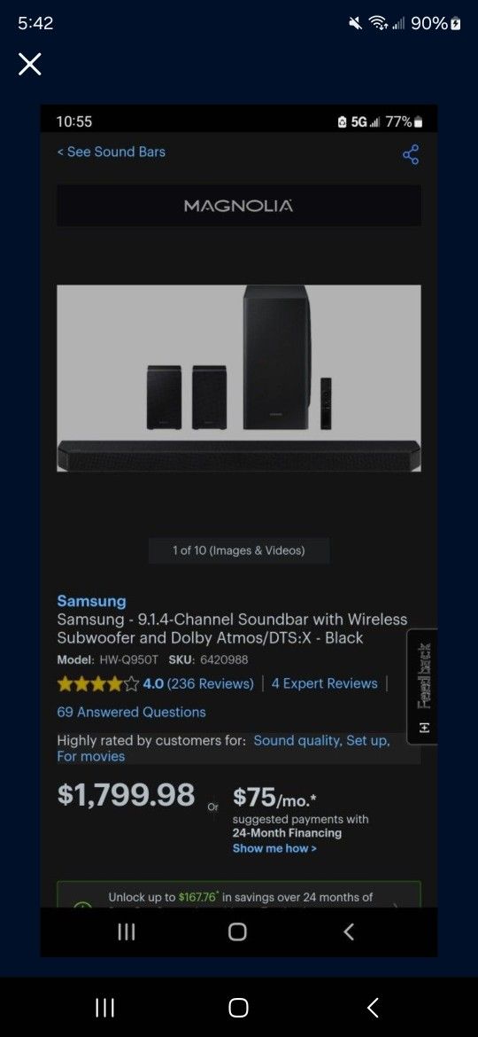 Samsung Q950T Surroud Sound Sub And Rear Speakers