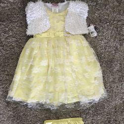**NEW‼️** NANNETTE BABY - 3 PIECE YELLOW FLORAL DRESS (24 months baby girl)