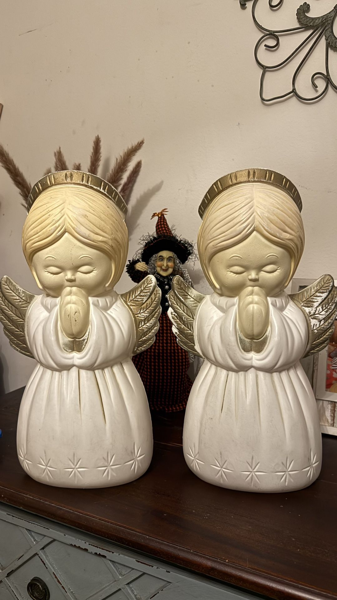 Vintage Grand Venture Angel Blowmold Blow Mold Christmas Manger Nativity 18"