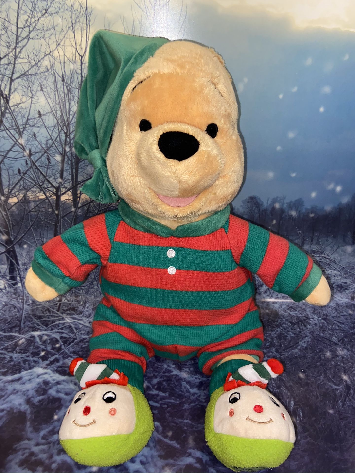 Limited edition Disney Store Authentic Xmas Winnie Pooh with Christmas PJs 18” plush toy