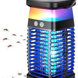 Bug Zapper Outdoor Indoor Mosquito Zapper Solar Fly Zapper Rechargeable Electric IP69 Waterproof Plug in with RGB Light & Reading Lamp for Patio Campi