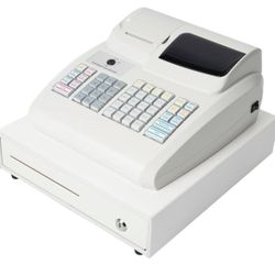 47-Keys Cash Register Electronic POS System Cash Register with Cash Drawer Box,6-Digital LED Display, Thermal Printer Cash Register for Small Business