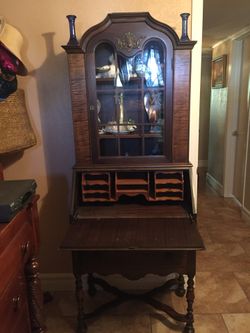 Fold out desk with shelving and drawers (antique)