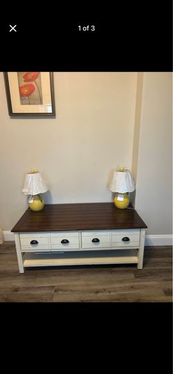 Farmhouse Style Coffee Table with Drawers