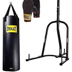 Everlast 100lb punching bag and Stand