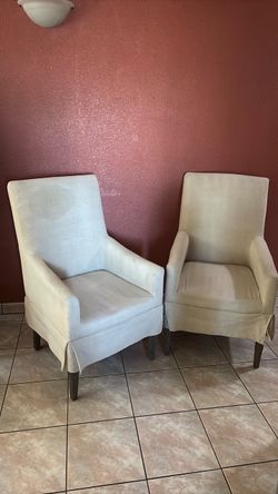 2 upholstered dining chairs - cream- preowned
