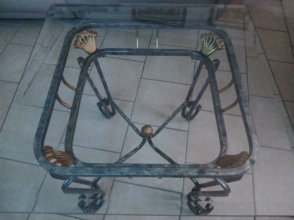 Glass End Table (Iron)