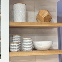 Heavy Duty Solid White Oak Floating Shelf With Metal Bracket 