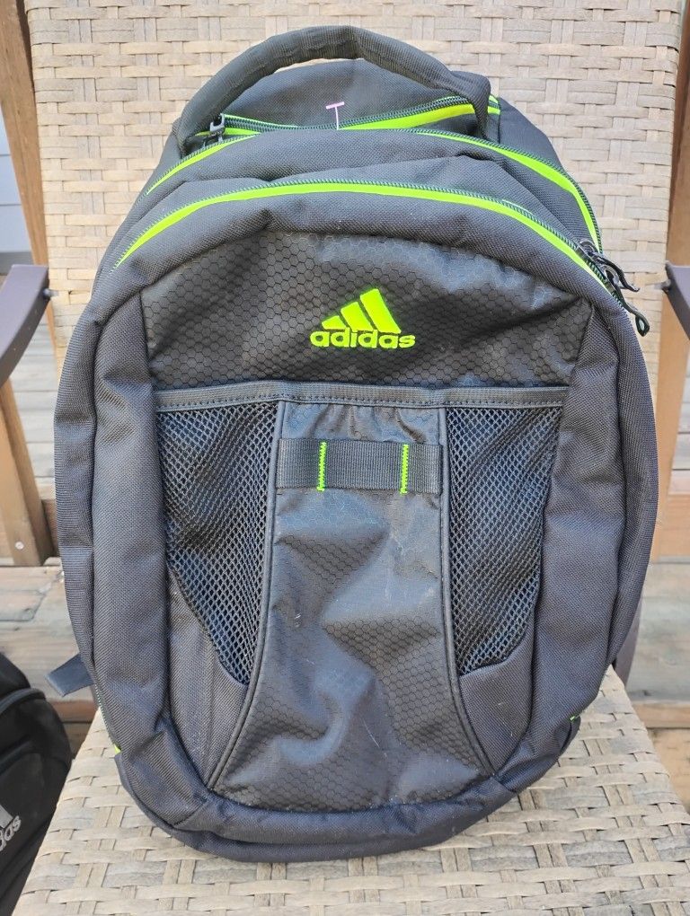 New Adidas Neon Highlighted Zippered School Backpack