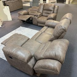 Stoneland 2 Piece Reclining Sofa and Loveseat Set /P