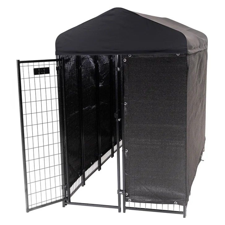 Lucky Dog STAY Series Villa Dog Kennel 4'x8' with Privacy Screen