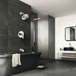 Tub Shower Faucet Set Valve Included with 6-Inch Shower Head and Tub Spout Single-Handle Tub and Shower Trim Kit