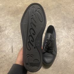 Authentic Gucci Black Canvas Monogram Converse Sneakers