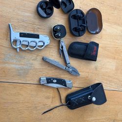 Bluetooth Headset, Knife, And All-Purpose Tool