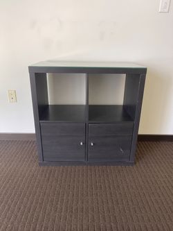 IKEA KALLAX 2x2 Cube Storage Unit with Doors and Glass Top