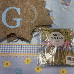 Goals or bows banner and gender reveal cupcake decor