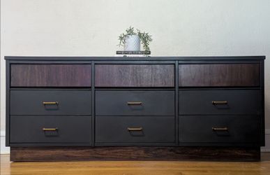 Modern Two Tone Low Boy Dresser/Media Console - Black and Walnut