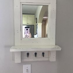 Pottery barn Distressed White Entryway Mirror