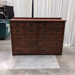 Tradewins Traditional Brown Wood Twelve Drawer Dresser with Top Mirror