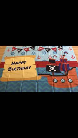 Pirate birthday backdrop 7 by 5 thin vinyl no pole pocket
